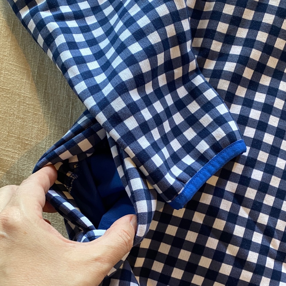 NWT Draper James Blue and White Gingham Crewneck Jacket- size kids XXL - 18-20 - Picture 4 of 7